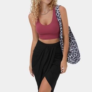 Halara High Waisted Draped Asymmetric 2-in-1 Pocket Casual Skirt size XL